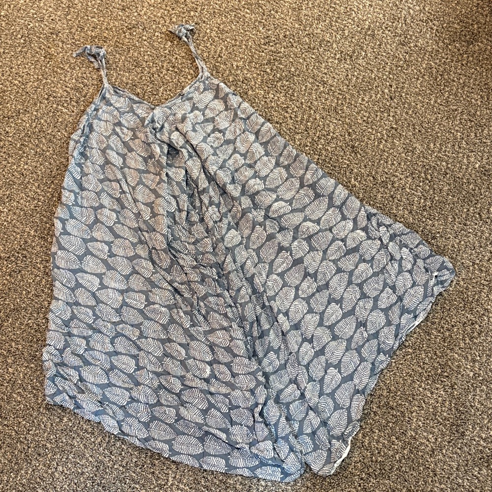 Blue Leaf Print Maxi Romper